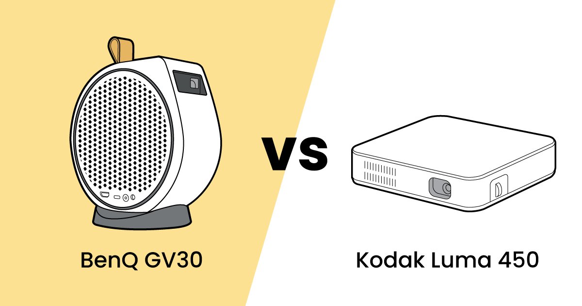 BenQ GV30 vs Kodak Luma 450, comparing their ability to project onto ceilings for home entertainment