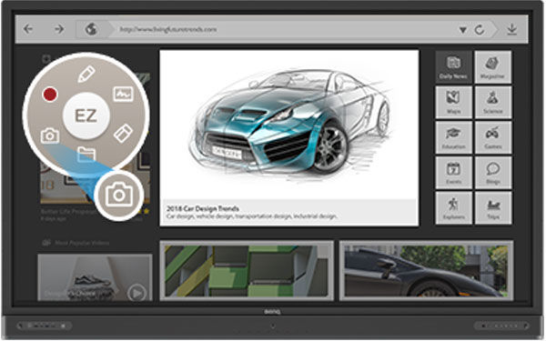 Screenshoot with BenQ interactive display could whiteboard RP02 Series RP8602