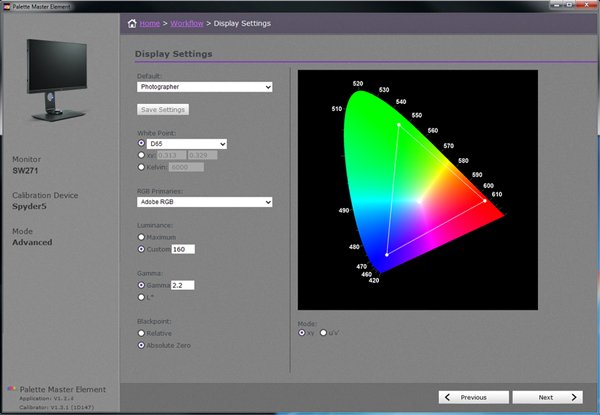 With the use of Palette Master Element and a calibrator built in BenQ 4K IPS monitor SW271, you can tune and maintain the color performance of the monitor at its most optimal state.