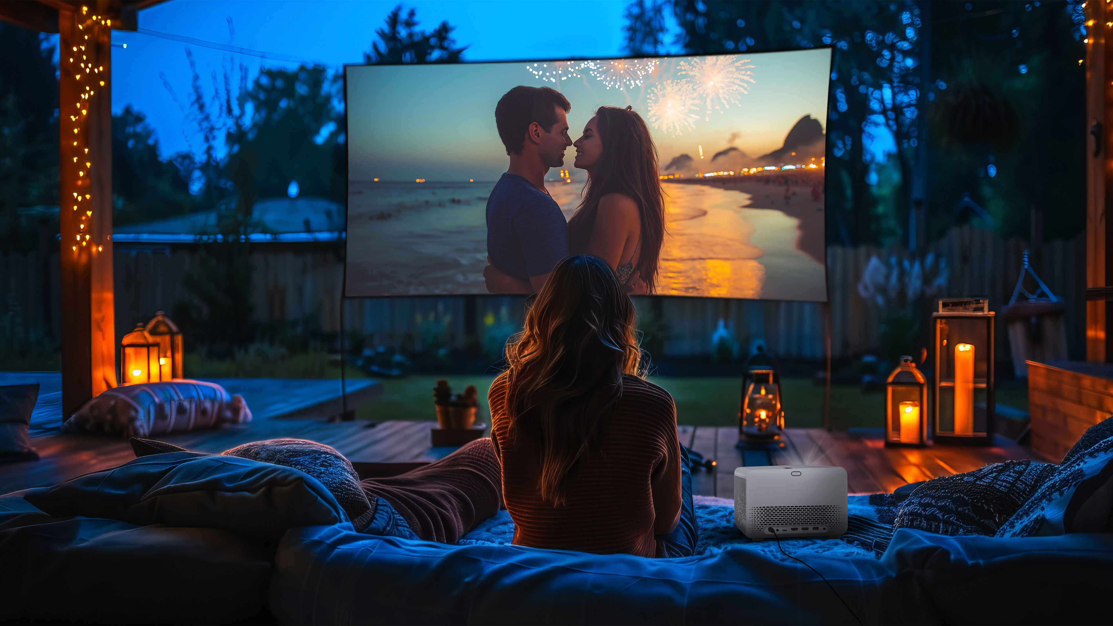 Filmabend im Freien mit Outdoor Beamer GP520