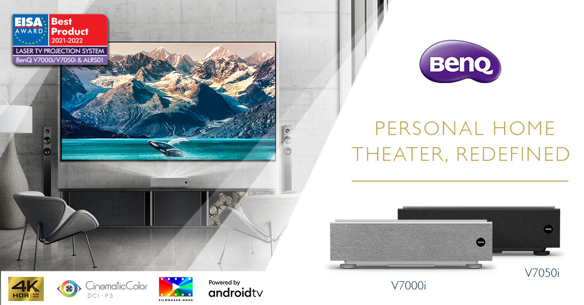 BenQ lancia i videoproiettori Laser TV 4K V7000i e V7050i a ottica ultra  corta con Android TV integrata e modalità Filmmaker vincitori del premio  EISA