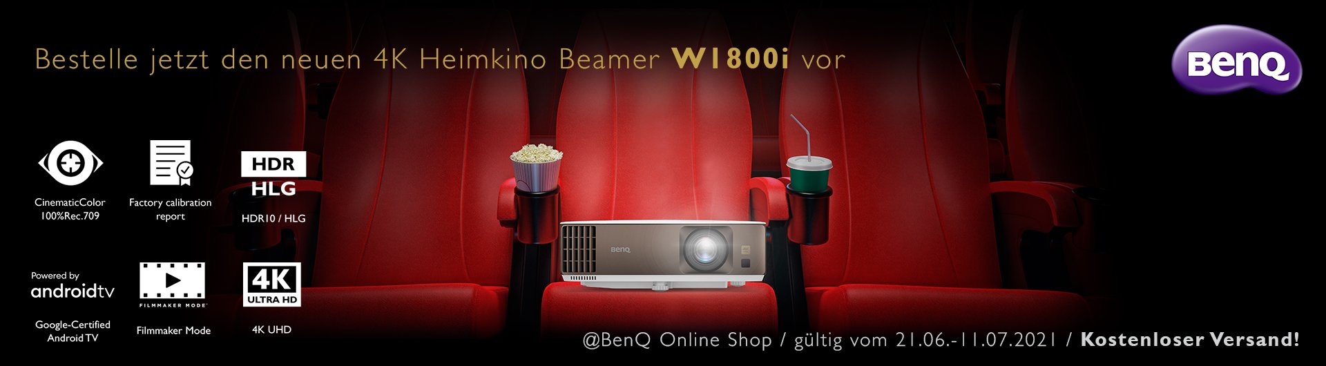 Bestelle jetzt den neuen 4K Heimkino Beamer W1800i von BenQ vor