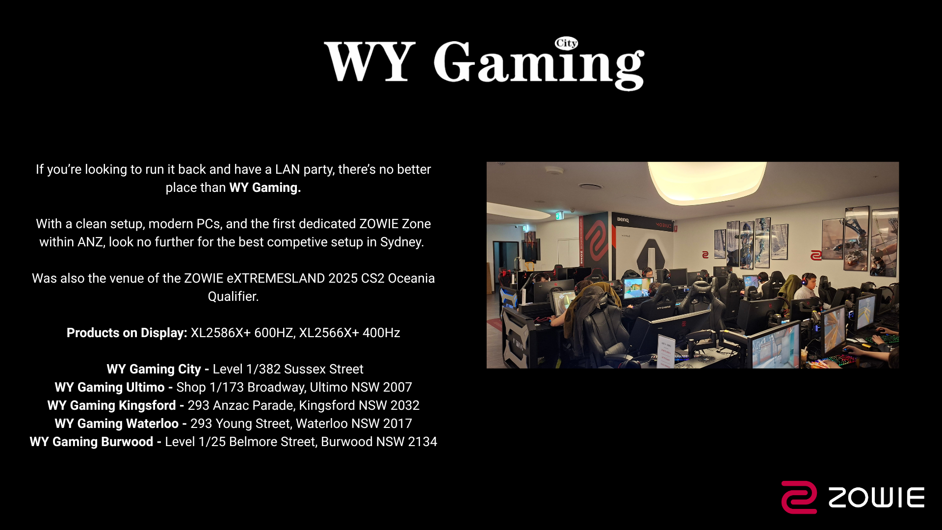 ZOWIE Esports Monitors on Display in Internet Cafe