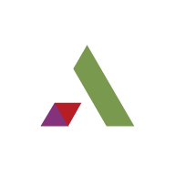 A white icon with a red and green "A" representing BenQ AMS, which simplifies personalized account management on BenQ digital signage to boost workplace efficiency.