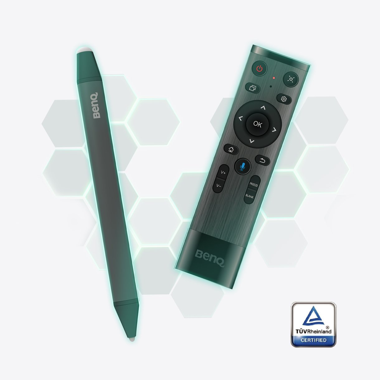 Germ-resistant stylus pen and remote control for the RP03 Pro Series interactive display