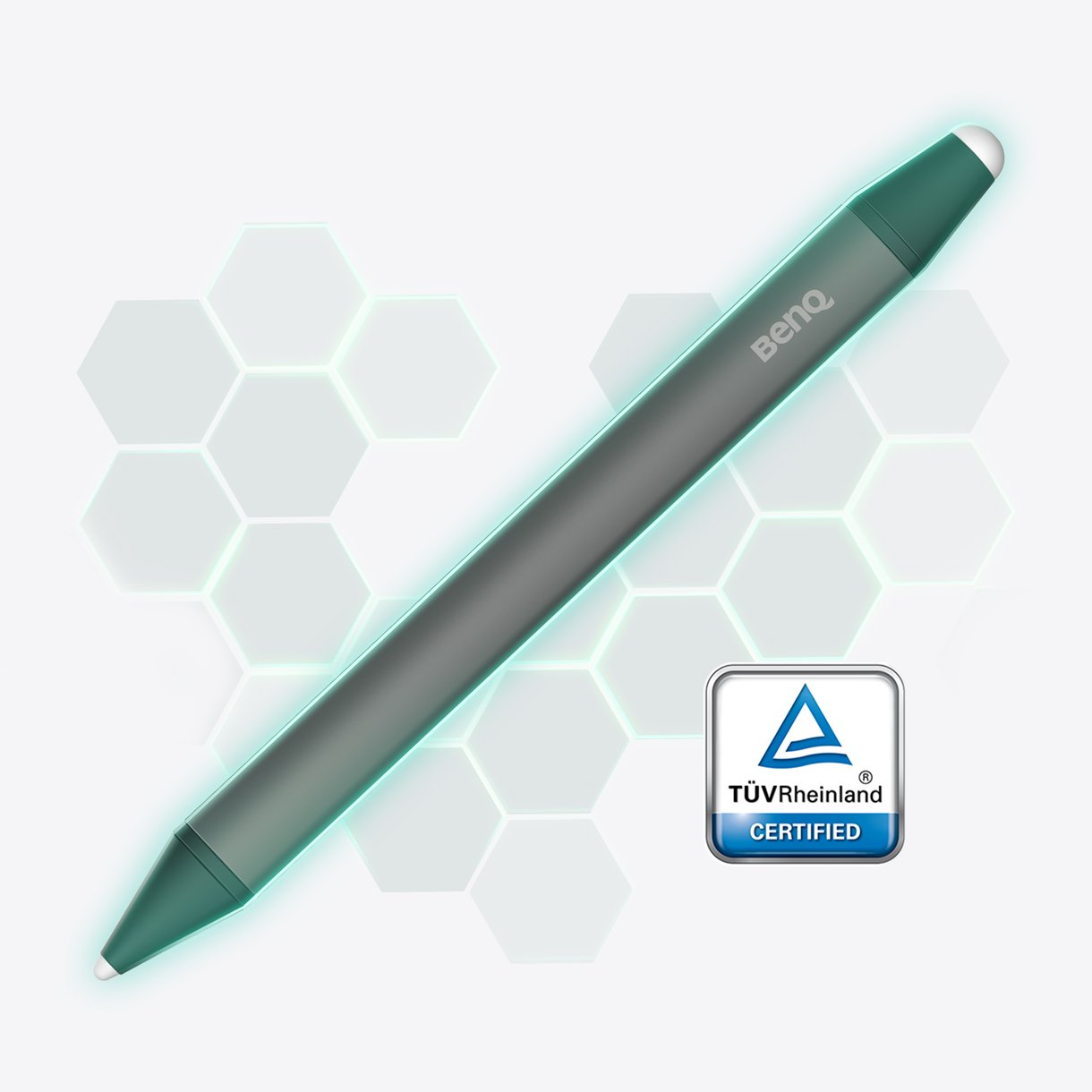 Pen with germ-resistent shield and TUV logo
