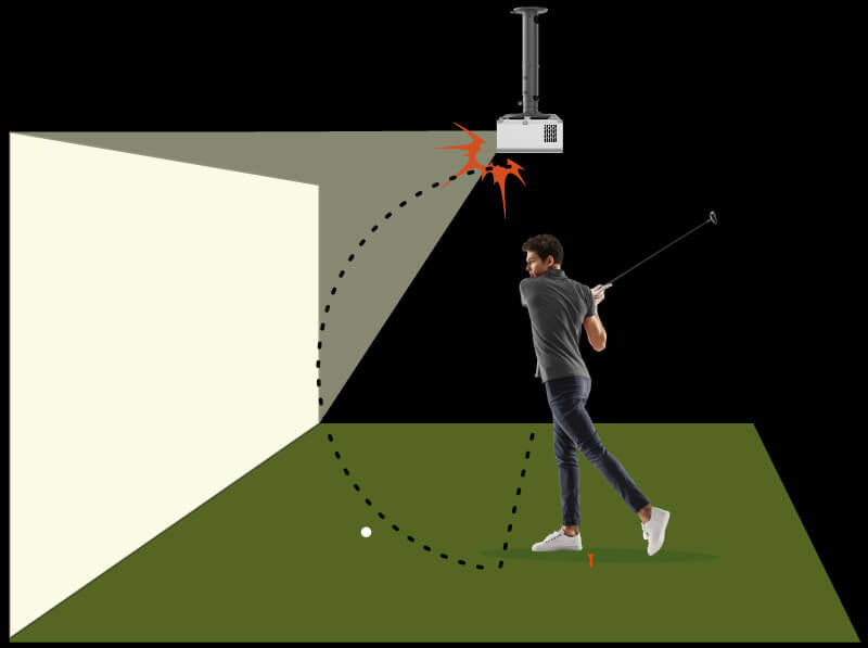 Side-by-side comparison of traditional projector vs. BenQ short throw projector minimizing shadow interference