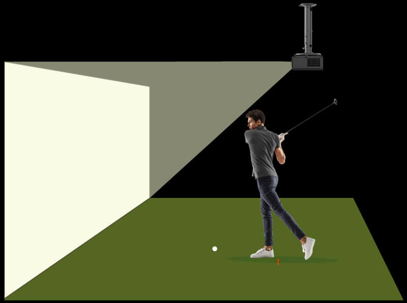 Side-by-side comparison of traditional projector vs. BenQ short throw projector minimizing shadow interference