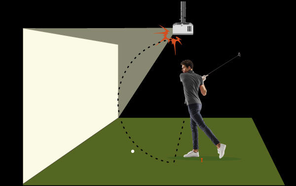 TR 0.5 Projector is placed directly above the hitter causing collision risks