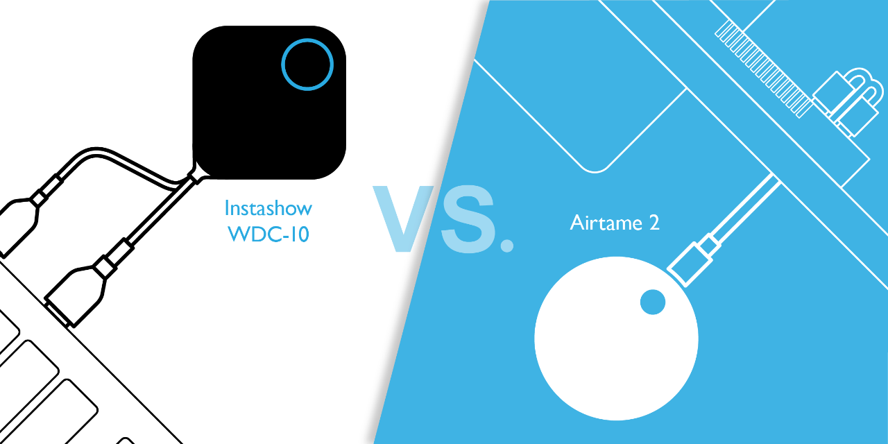 It shows AirTame 2 versus BenQ InstaShow.