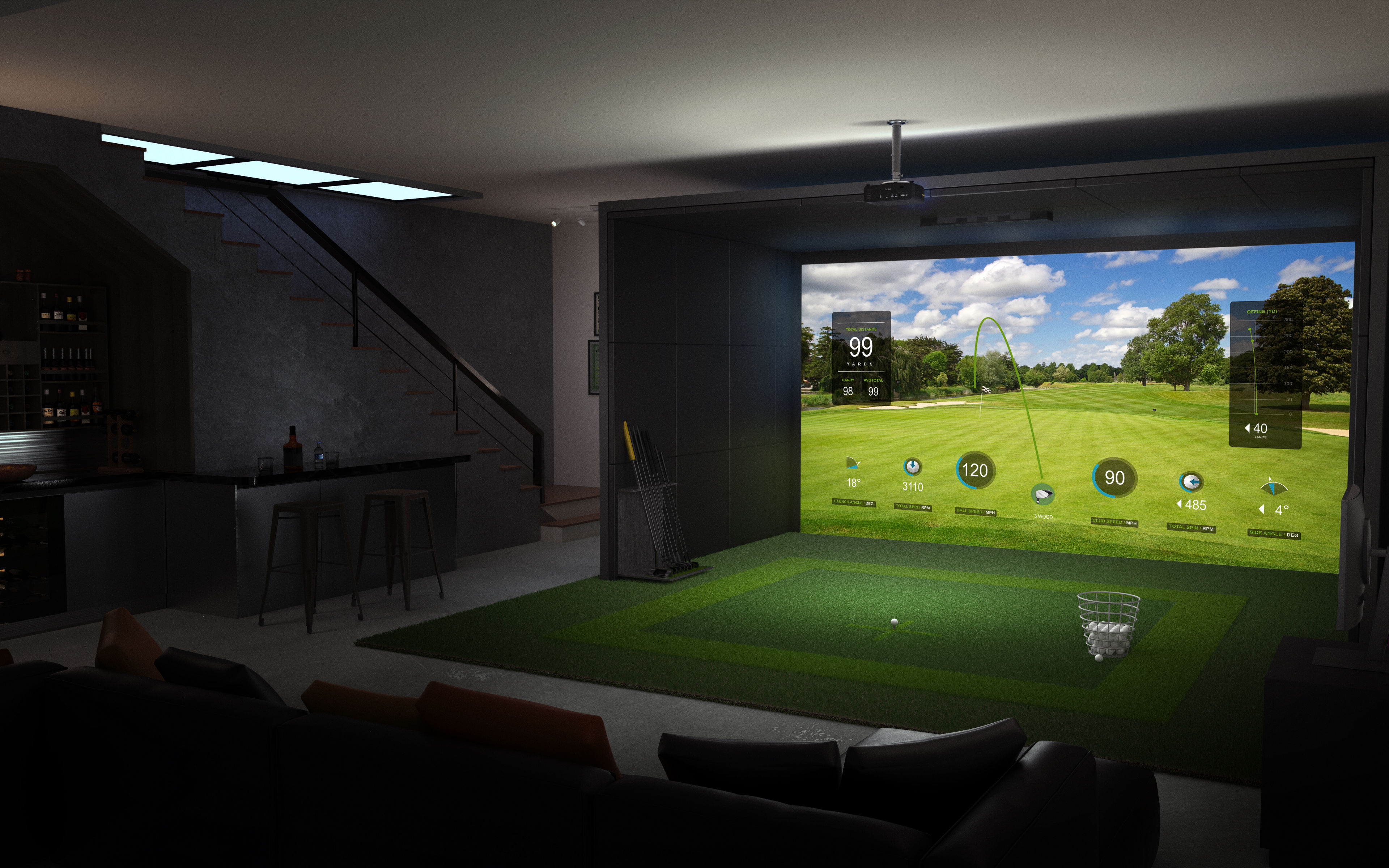 Ak700ST in a man cave for Golf simulation