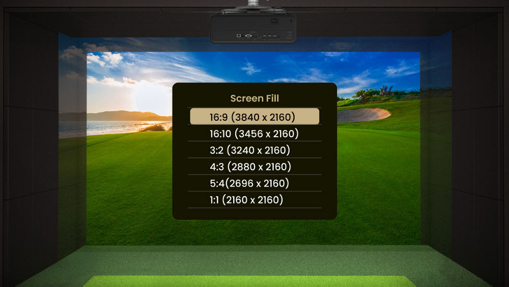 BenQ AK800ST Auto Screen Fit 2.0 with six native EDID aspect ratios providing pixel-perfect alignment without black bars or distortion