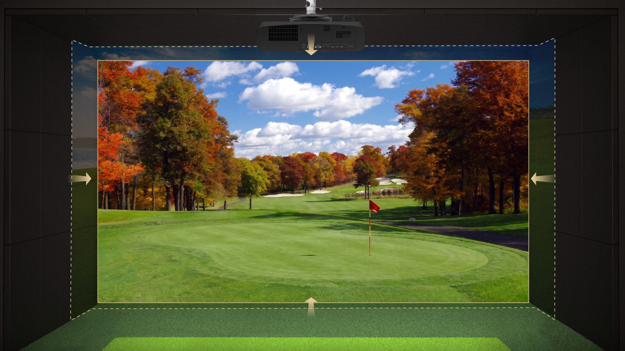 BenQ AK900ST 3D Keystone and Corner Fit adjusting projection corners manually for precise alignment in an off-centre room setup