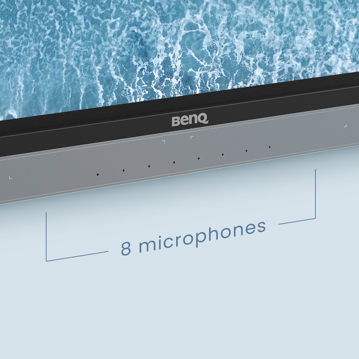 Interaktivní monitor BenQ Board RM04 je navržen pro hybridní pracoviště a je vybaven dvěma robustními 20wattovými předními reproduktory a soustavou 8 mikrofonů s pokročilým potlačením ozvěny a redukcí šumu.