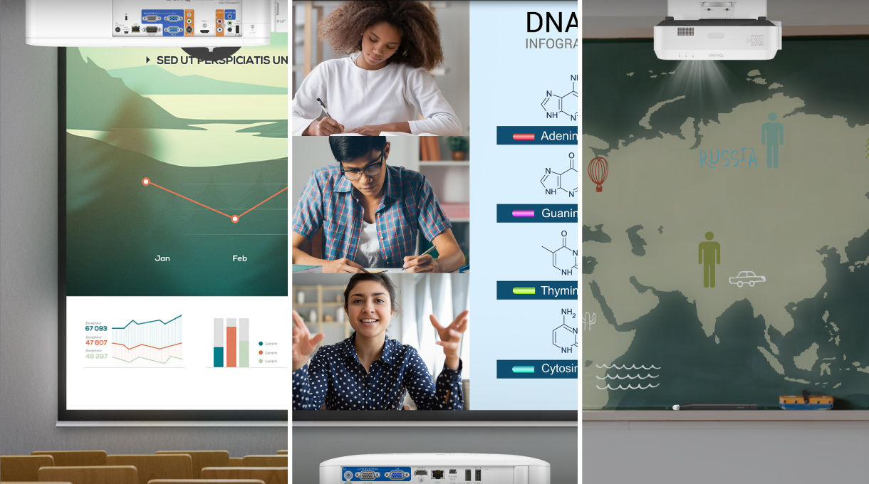 BenQ DLP-Bildungsprojektoren mit Short-Throw-Design verhindern effektiv störende Schatten und Blendungen für Schüler und Lehrer