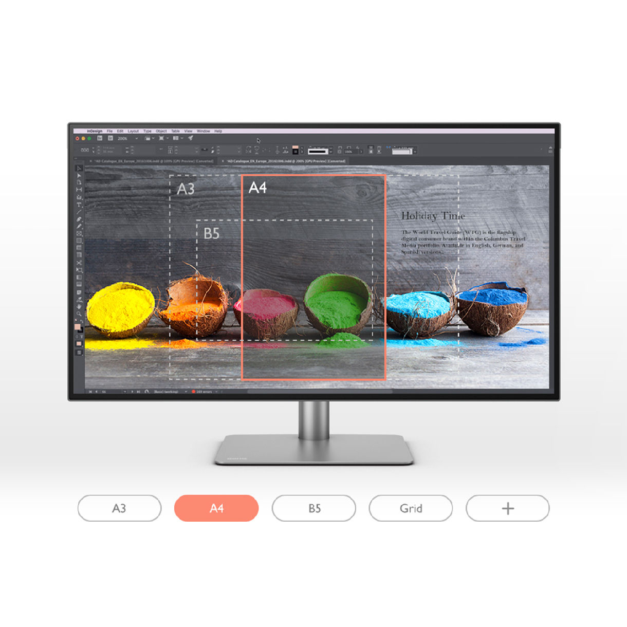 switch on benq display pilot print assist and the chosen paper size will pop up as an overlay on your screen