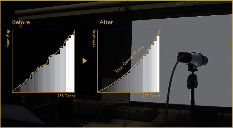 monitor pre-calibrato BenQ DesignVue, attraverso la correzione gamma la gradazione tonale sarà resa liscia e realistica