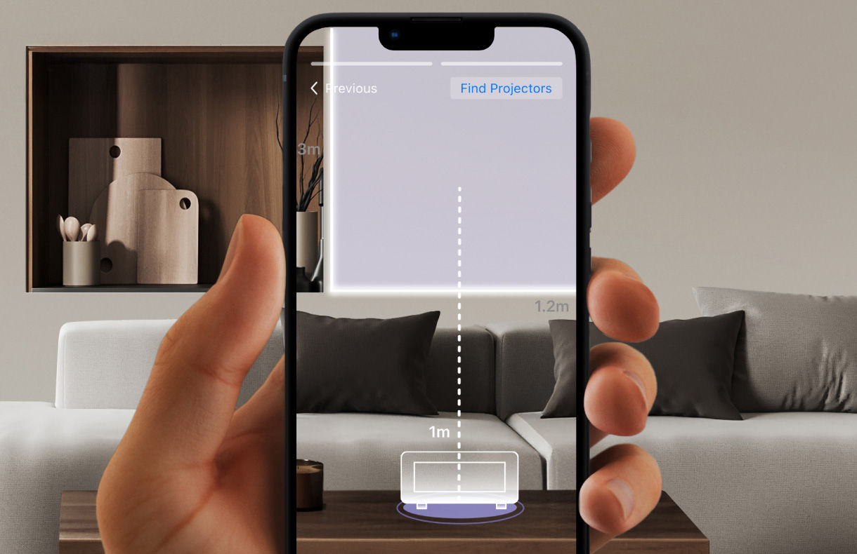 BenQ iphone projector app with AR to instantly simulate how to set up a projector