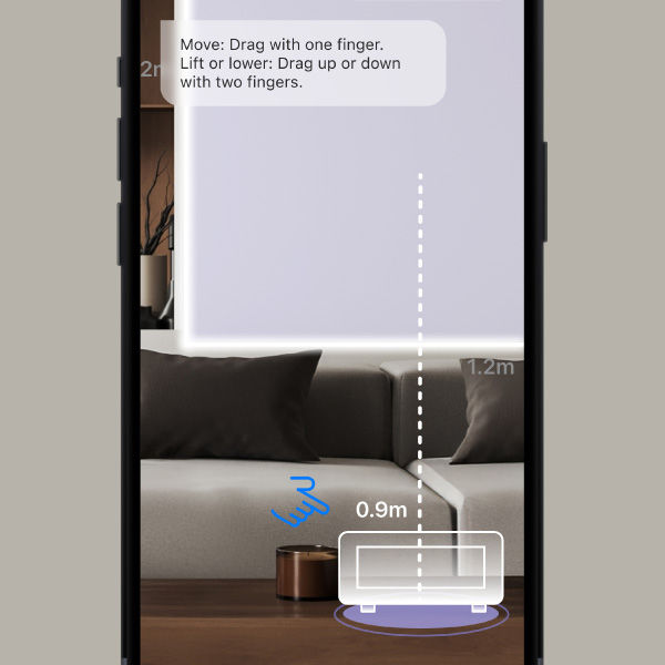 No need for projector screen size and throw ratio calculator, BenＱ AR Planner does it all with AR simulation