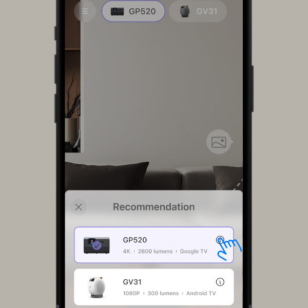 BenQ AR Planner find recommend you the perfect projector by use your phone to scan and simulate