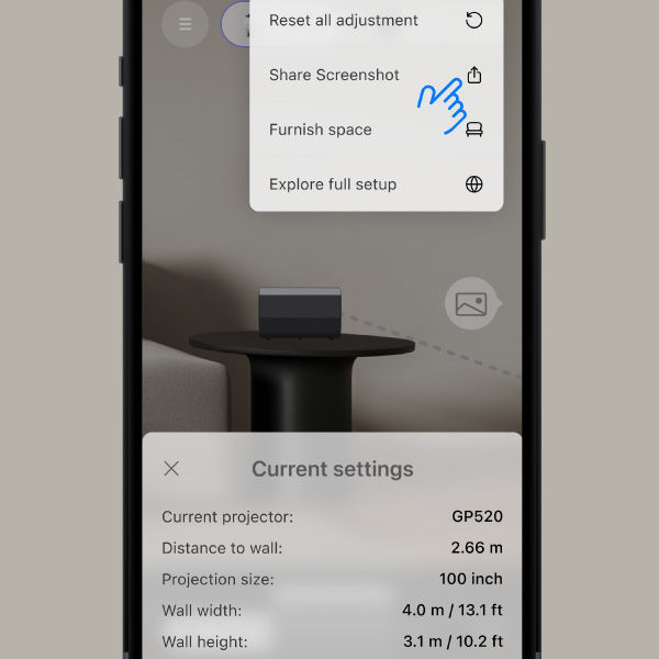 BenQ AR Planner app let you see the project image right on the phone