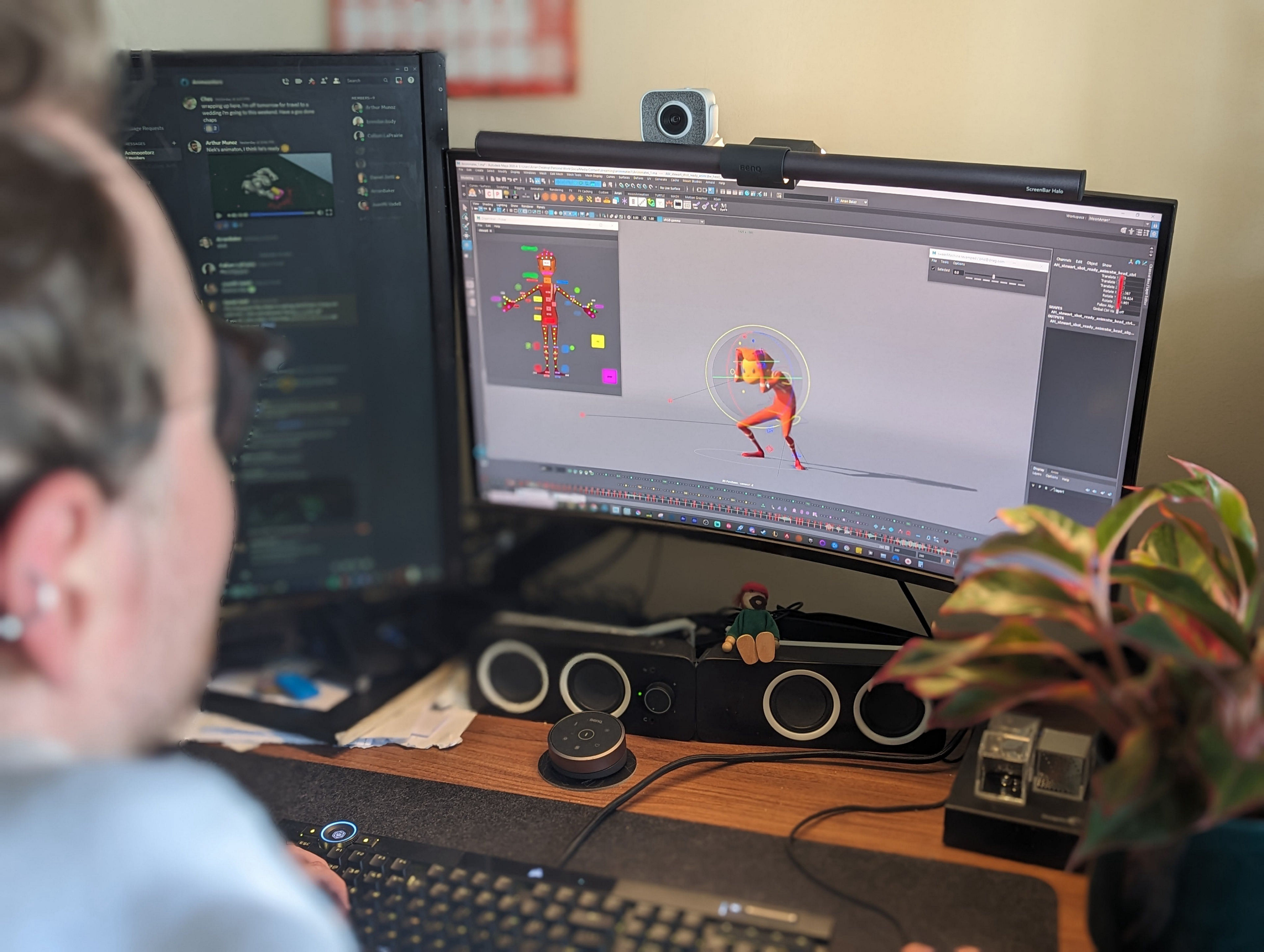 Arran Baker, one of the animators of Spider-Man: Across the Spider-Verse, uses BenQ's ScreenBar Halo monitor light during his work on animation.