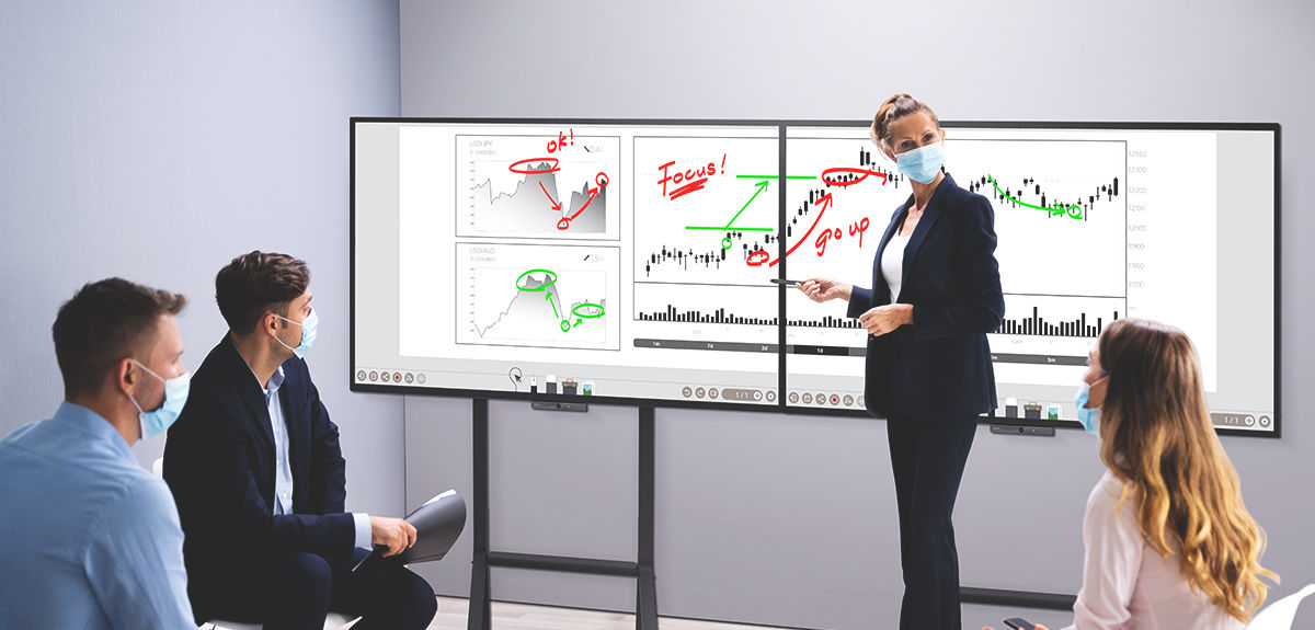 The organizations can connect two BenQ 4K UHD DuoBoard interactive displays CP6501K or CP8601K to create an immersive uninterrupted interactive surface that’s large enough for even the most intense meeting visualization needs.