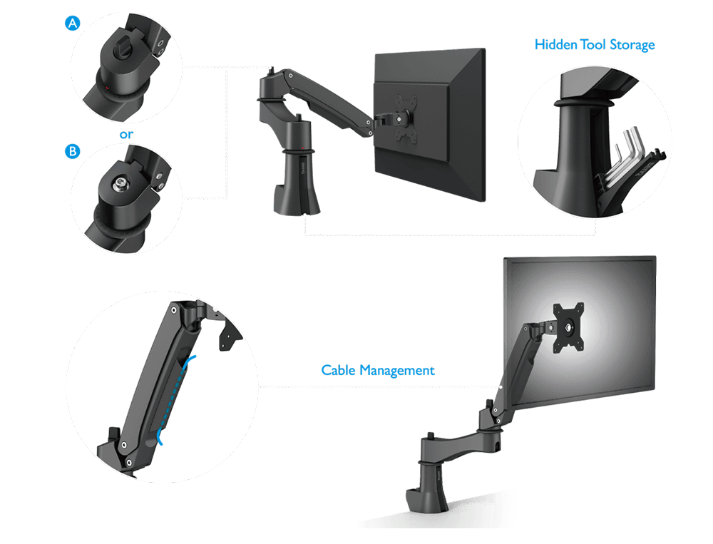 Benq brazo articulado para monitores de hasta 27 pulgadas -  latiendadelmayorista