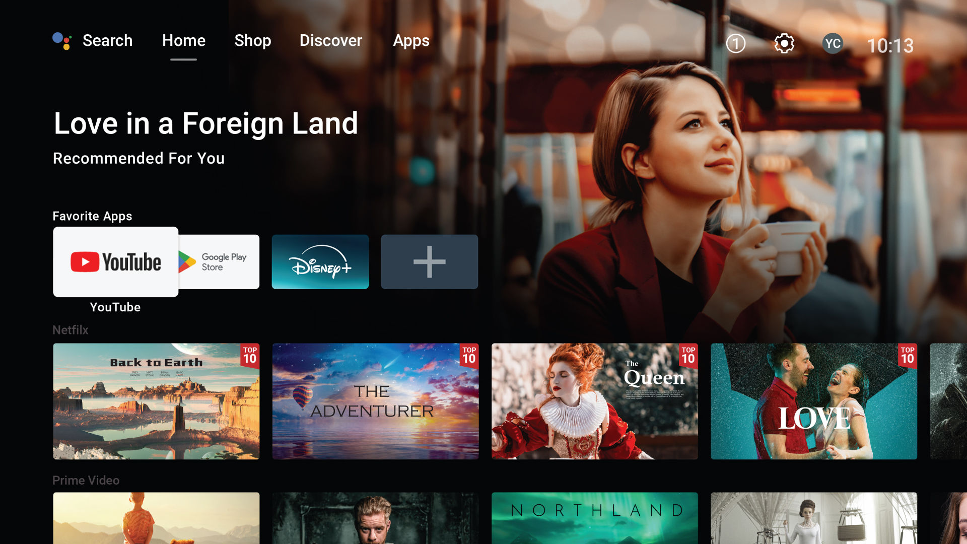 Android TV home screen