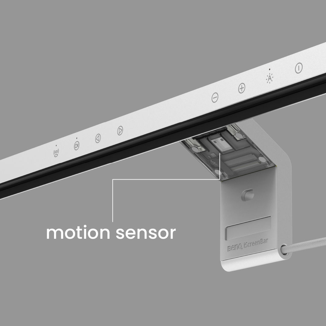 BenQ iScreenBar using a 24GHz mmWave motion sensor to detect user presence and automatically turn on the light.