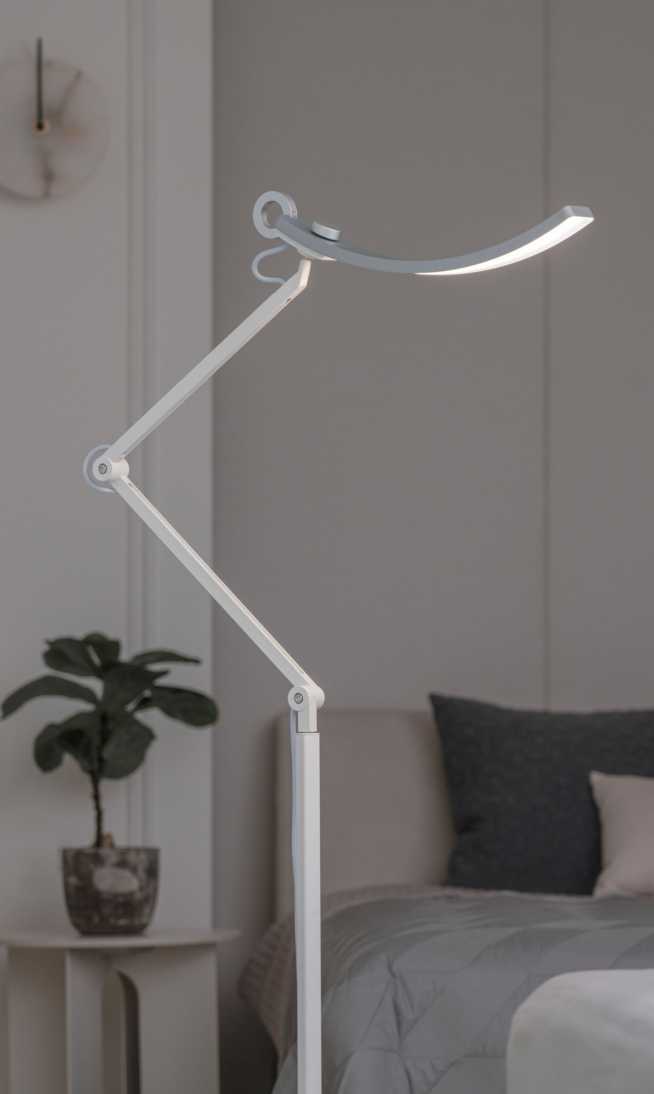 Floor lamp beside sales bed