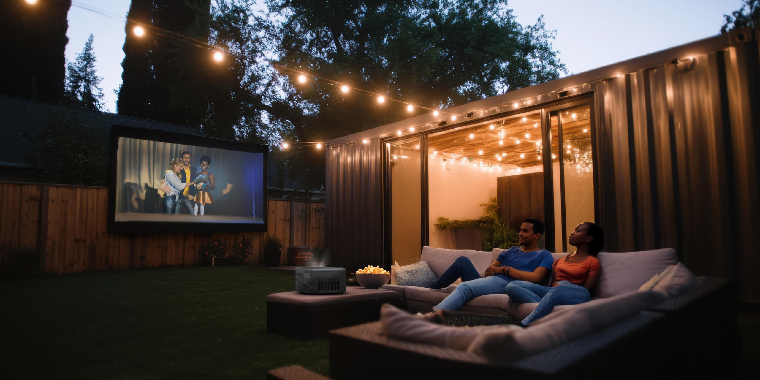 Filmabend im Freien mit Outdoor Beamer GP520