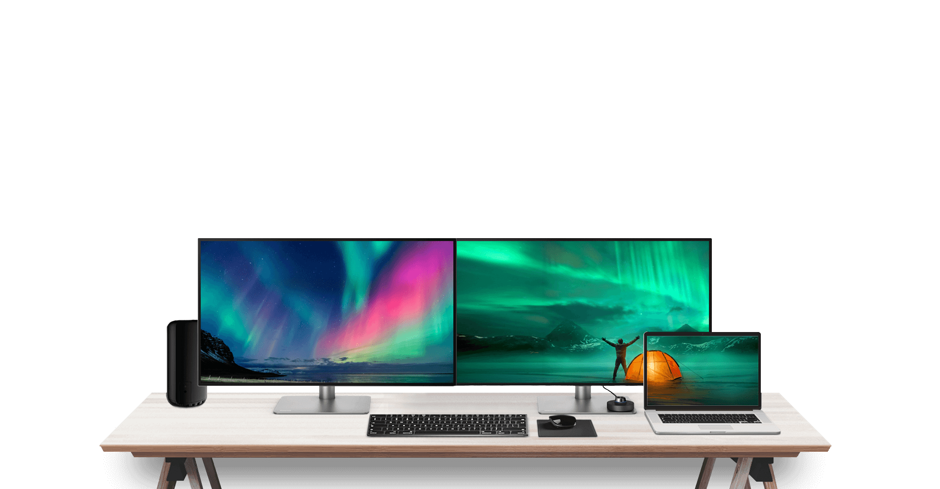 Durch die KVM-Umschaltfunktion kann der Benutzer schnell und leicht zwischen zwei Computern wechseln und dabei mit nur einer Tastatur und Maus arbeiten.