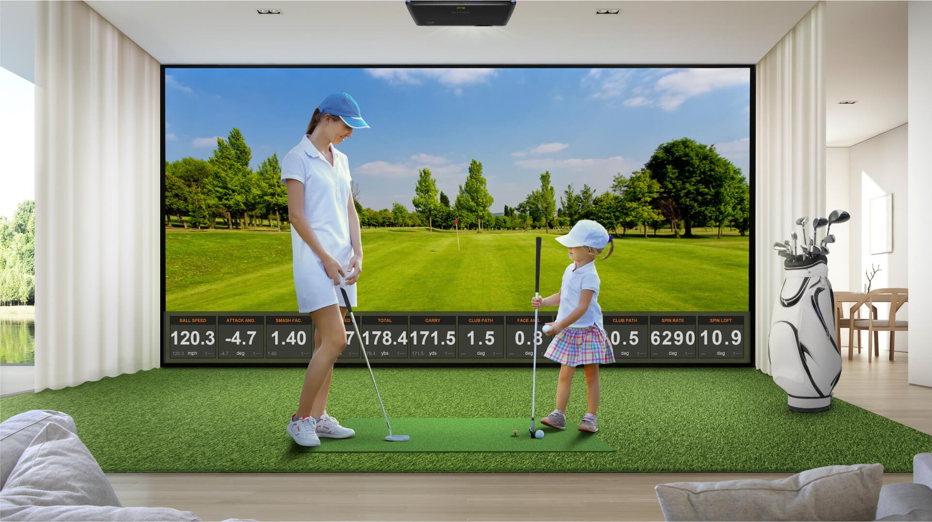 Enjoy quality time at home with family and BenQ golf simulation installation projectors