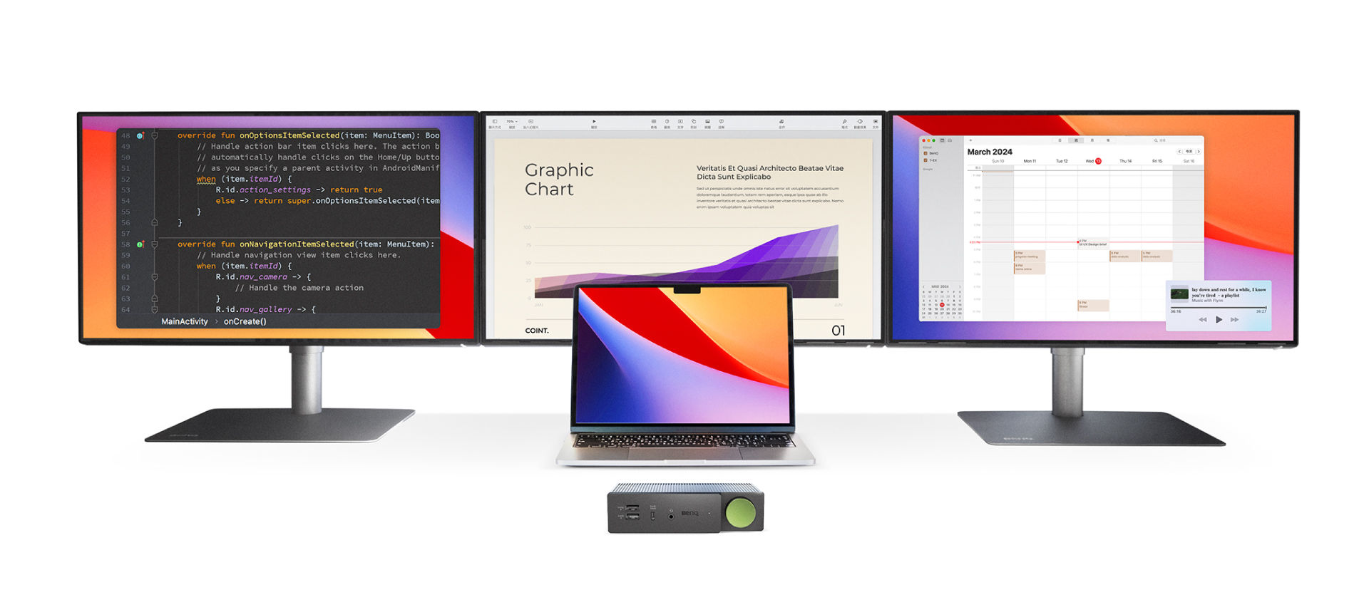 Regardless of your MacBook model or the type of chip it uses, the BenQ Hybrid Dock expands multi-monitor support for your MacBook.