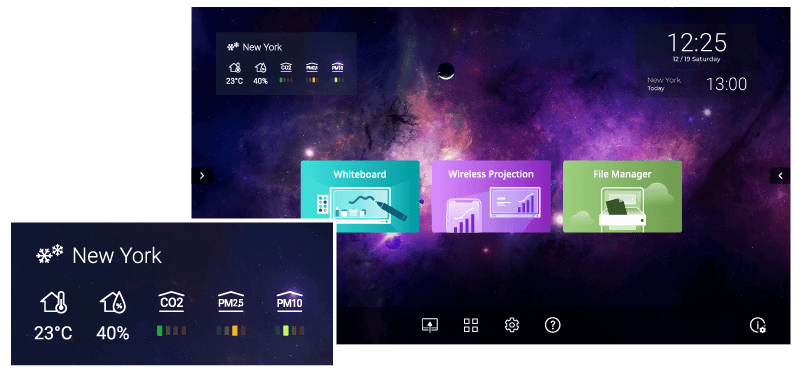 Some BenQ interactive displays are equipped with a smart air quality sensor, which helps control the air quality in the classroom