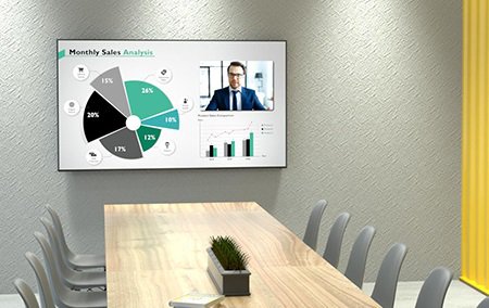 remote and hybrid meeting with benq signage for video conferencing