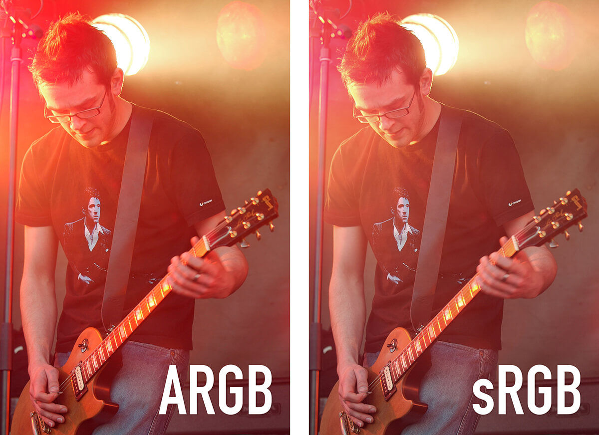 An emulation of difference between ARGB and sRGB.