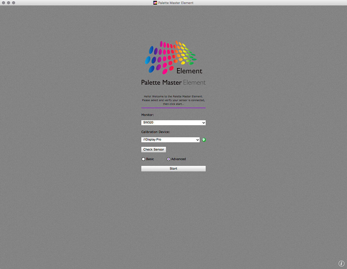 Màn hình hiển thị cho phần mềm BenQ Palette Master Element.