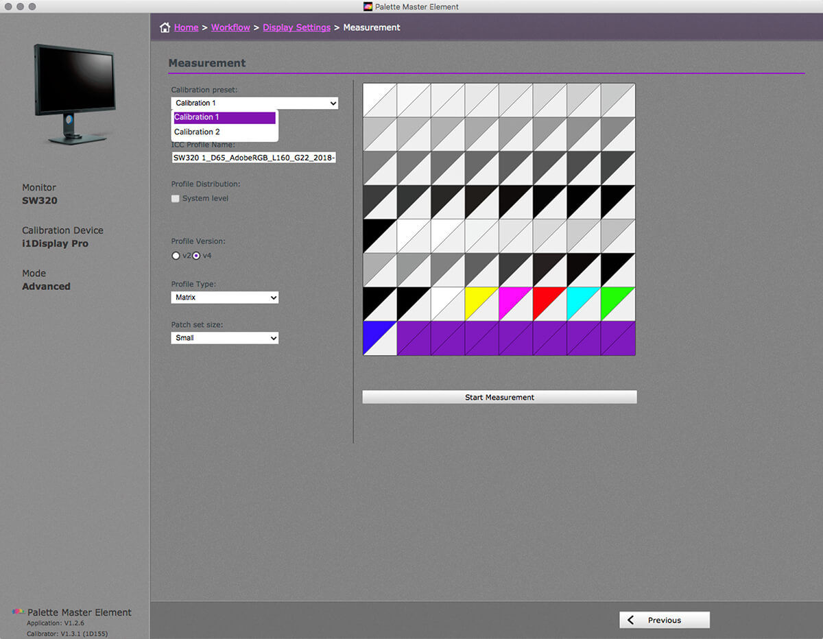 Once you choose the type calibration preset, the calibration process begins.