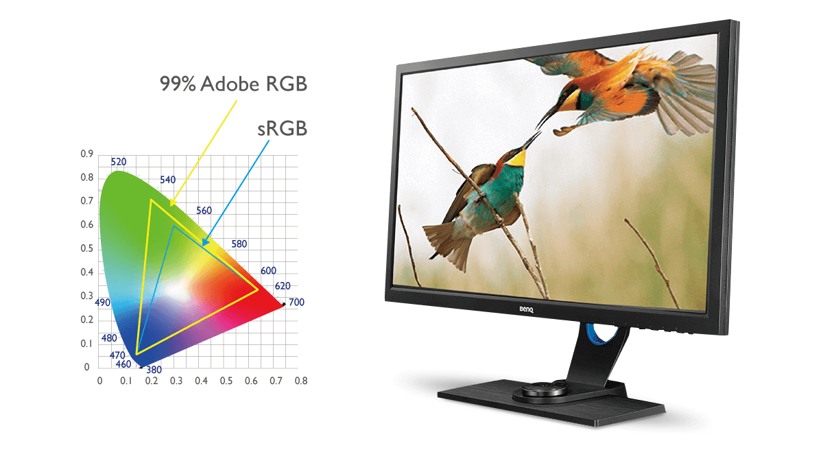 99% Adobe RGB Abdeckung ideal für Outdoor- und Naturfotografie.