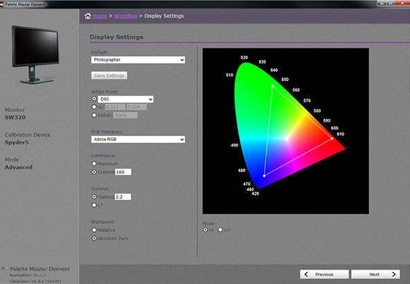 Kalibrierung nach Bedürfnis mit Palette Master Element.