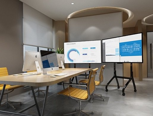 Smart Signage with a easy-to-go trolley to fit any space in your meeting room or workplace environment. 