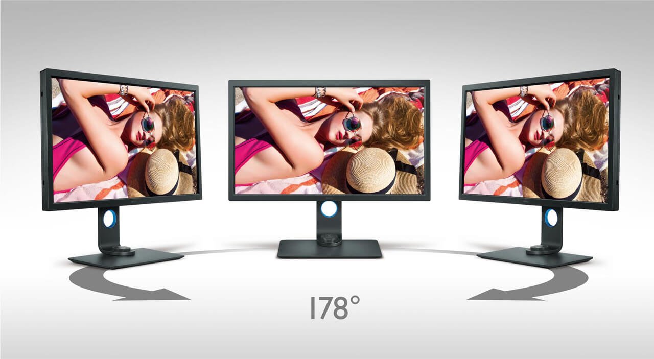Monitors with IPS panels possess a 178° wide viewing angle and high color accuracy.