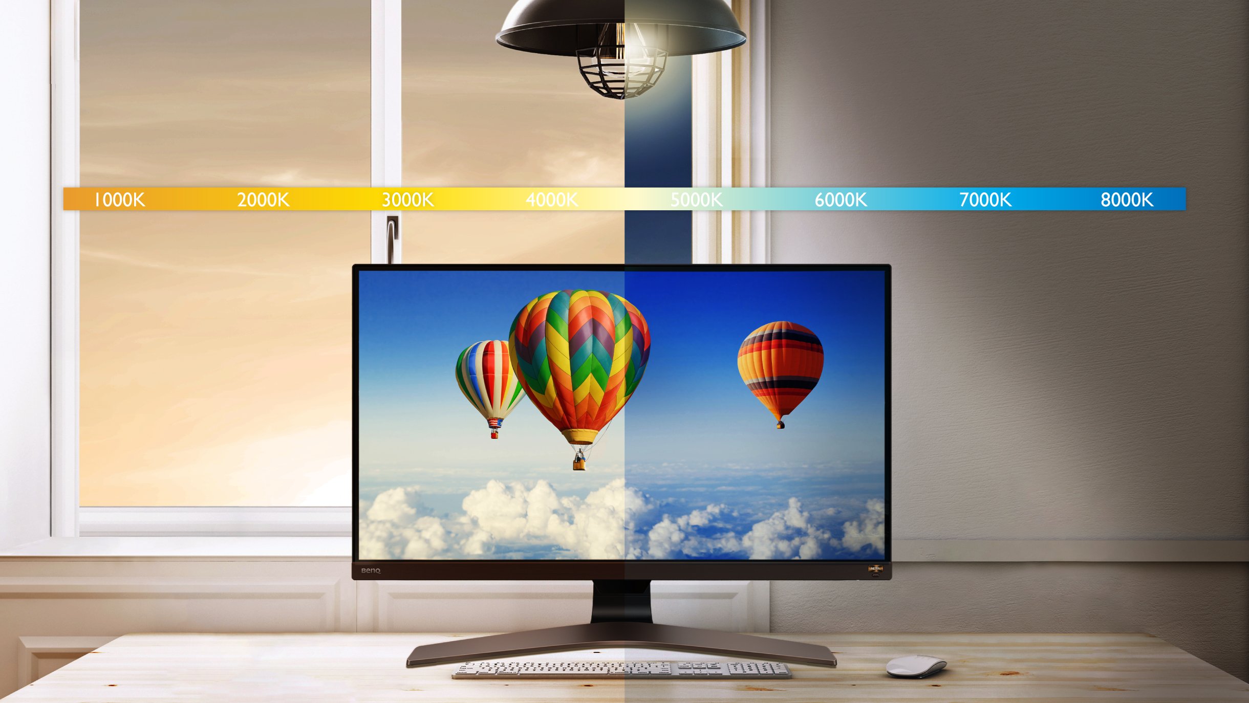 Brightness Intelligence Plus, the ambient light, adjustable monitor brightness and color temperature