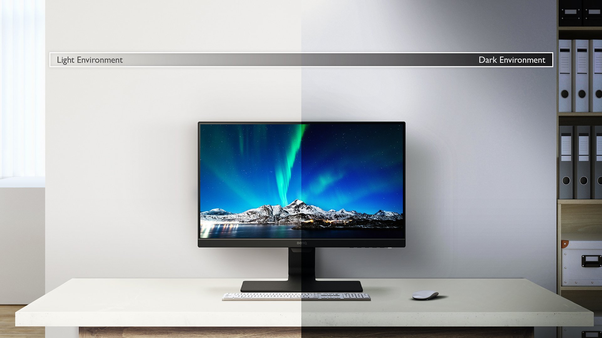 benq gw2480 b.i. sensor detects ambient light brightness and contrast of screen content and actively adjusts screen brightness for the most comfortable viewing