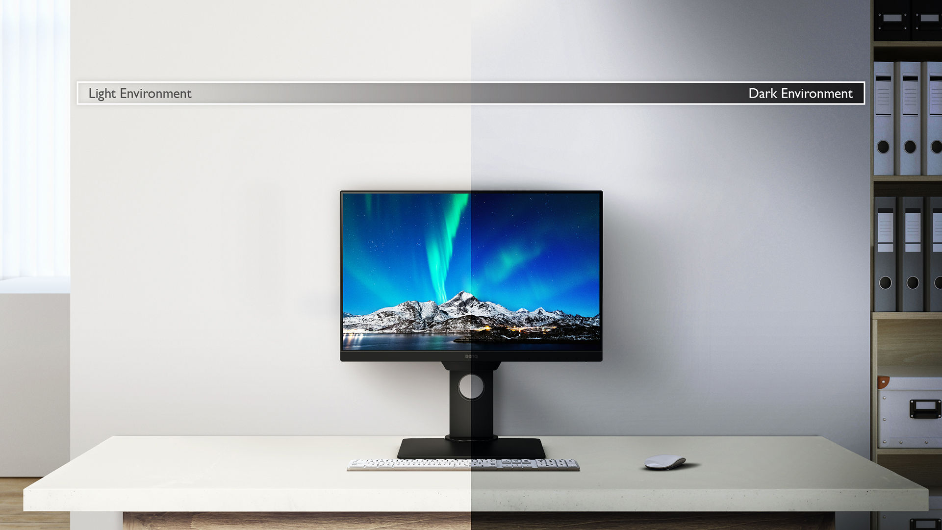 BenQ BL2381T Brightness Intelligence past de helderheid van het scherm actief aan voor een comfortabele kijkervaring.