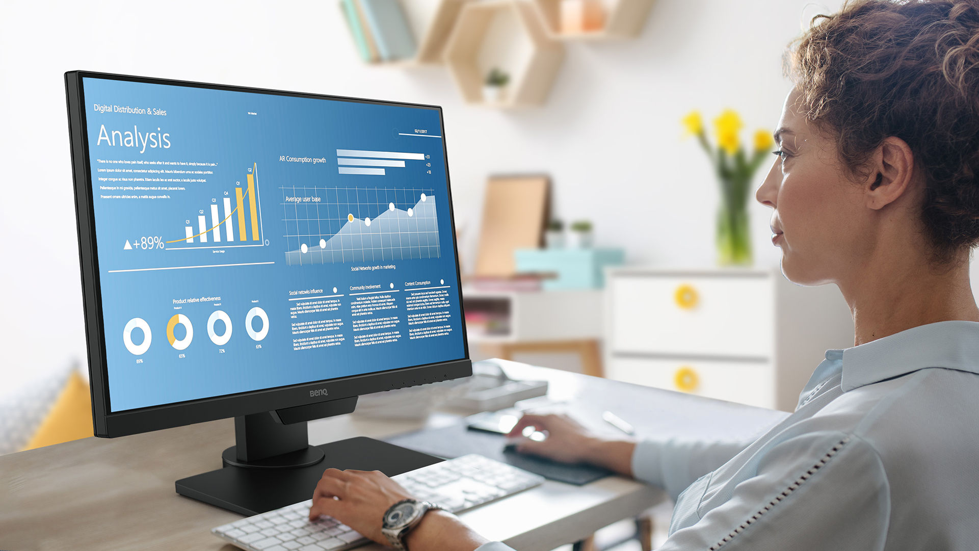 BenQ BL2381T with industry-leading eye-care tech reduces eye strain headaches and fatigue while improving viewer comfort.