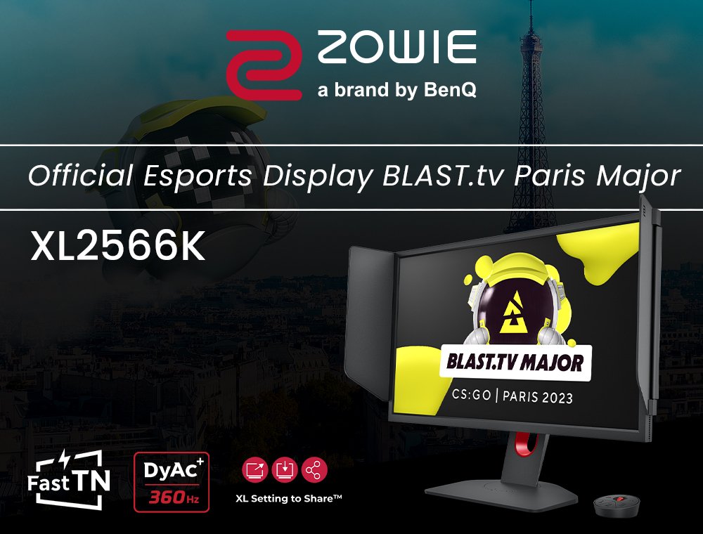 V rámci partnerství dodává ZOWIE by BenQ profesionální esportové monitory XL2566K na vůbec první major turnaj v CS:GO ve Francii