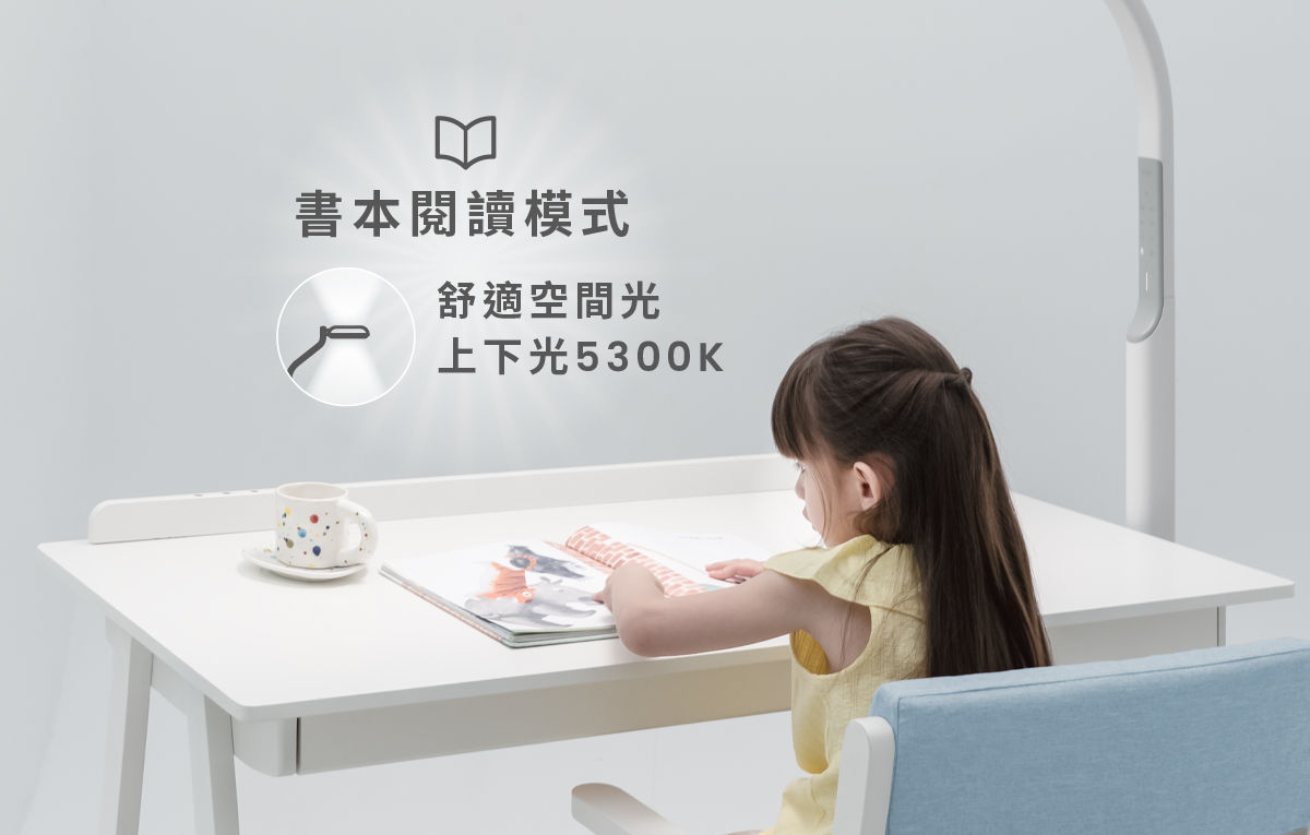 書本閱讀模式 (舒適空間光 / 上下光 5300K)